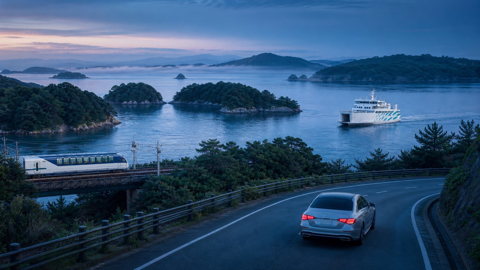 Roads, trains and ferries along Toba Bay